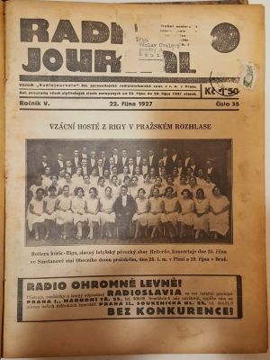 obálka časopisu Radio-Journal s programem na 28.10.1927