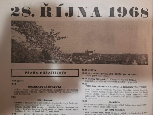 program stanice PRAHA a BRATISLAVA 28.10.1968
