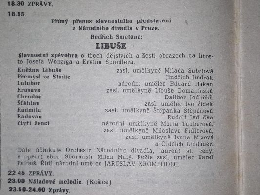 program stanice PRAHA a BRATISLAVA 28.10.1968